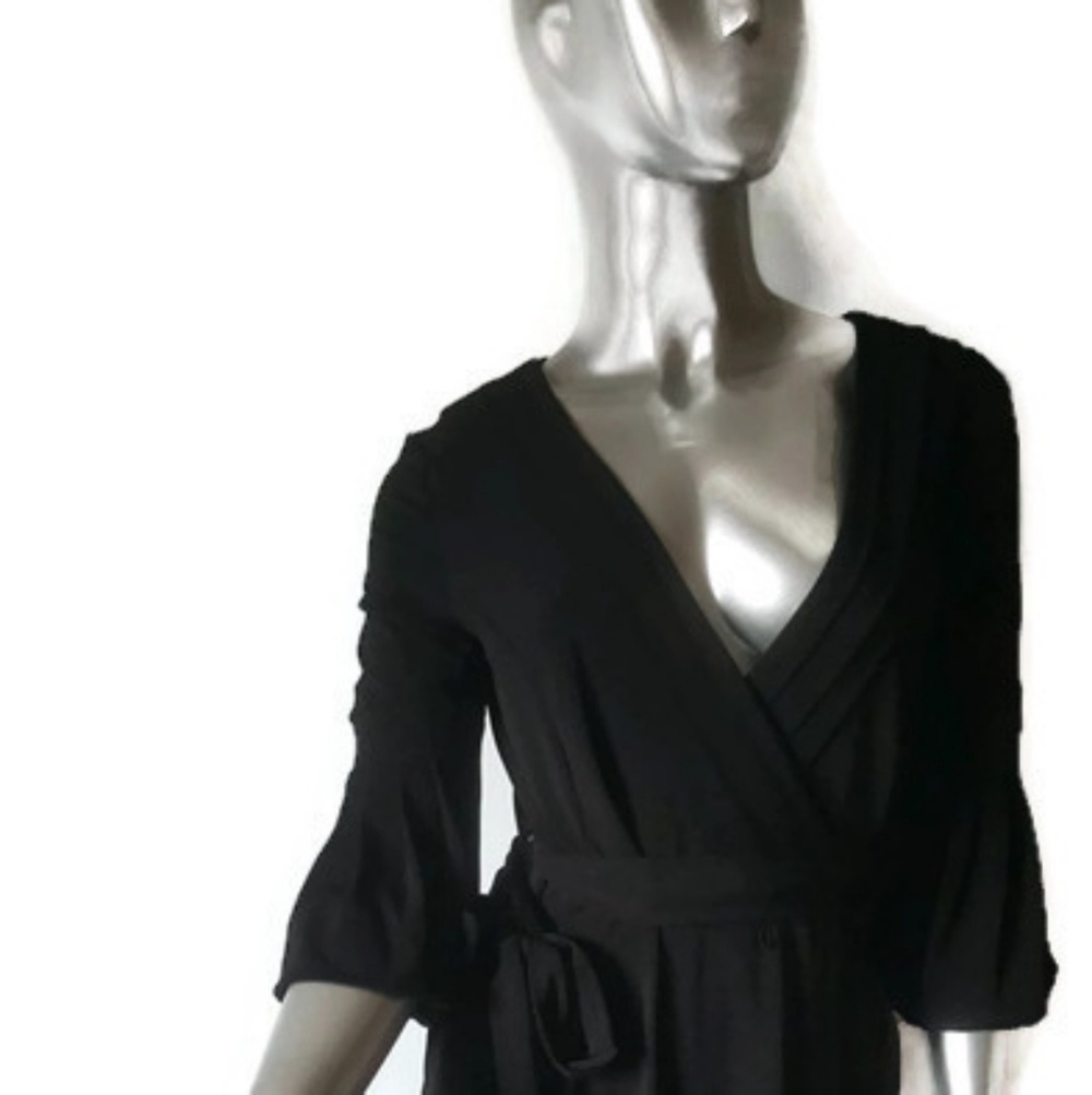 Max and Cleo Black Knit Wrap Dress Size XS